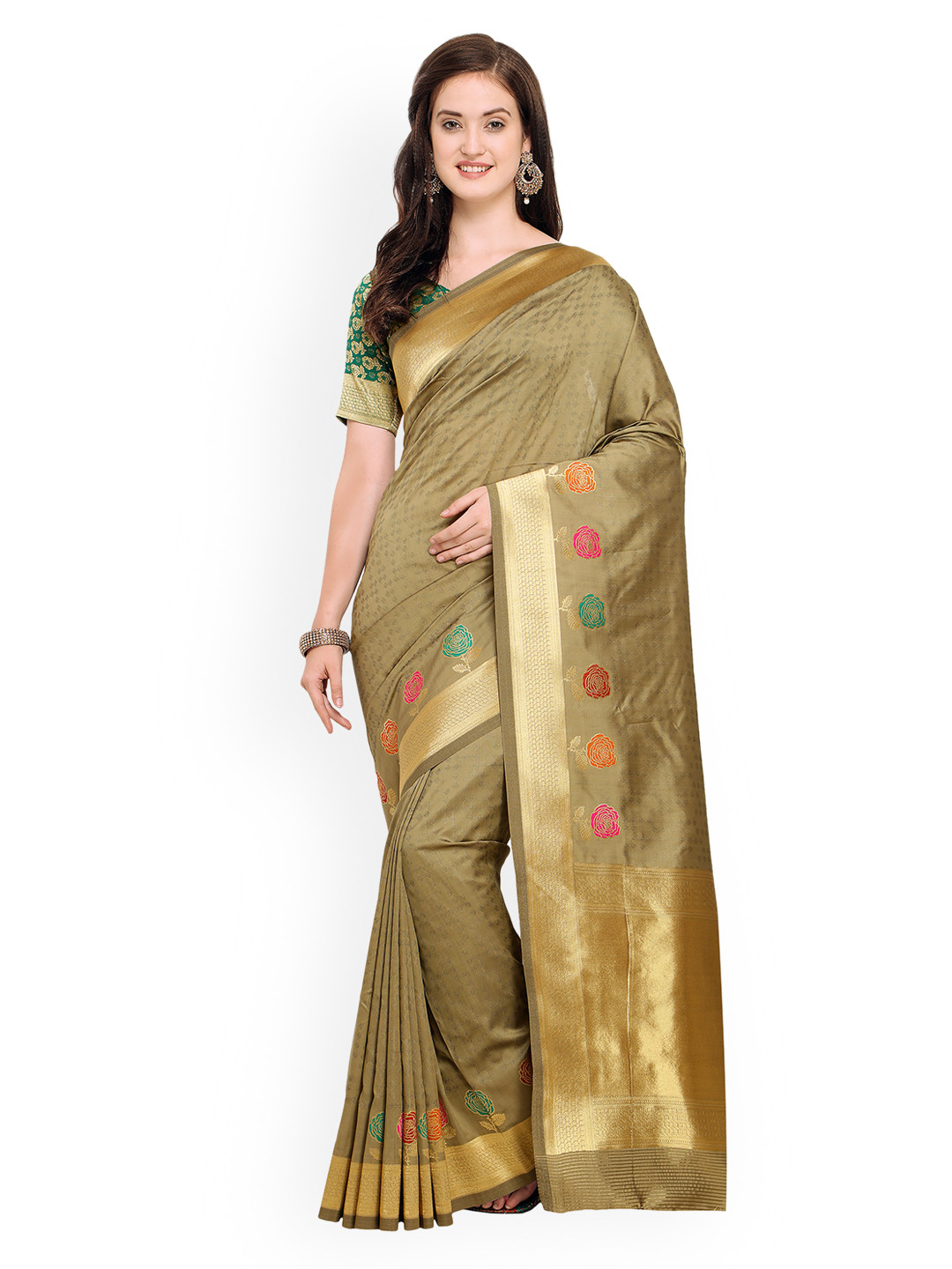 

Shaily Beige Woven Design Banarasi Saree