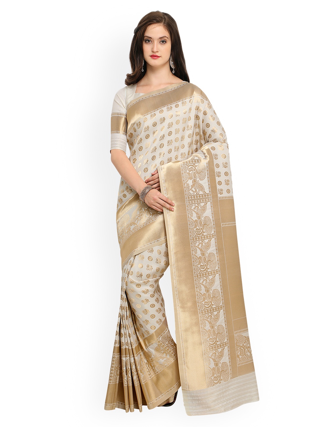 

Shaily White Woven Designed Banarasi Saree