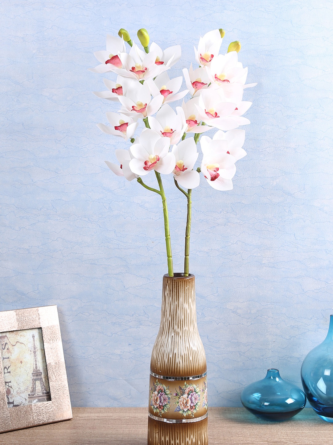 

Fourwalls Set Of 2 White Artificial Real-Touch Cymbedium Orchids Flower Sticks