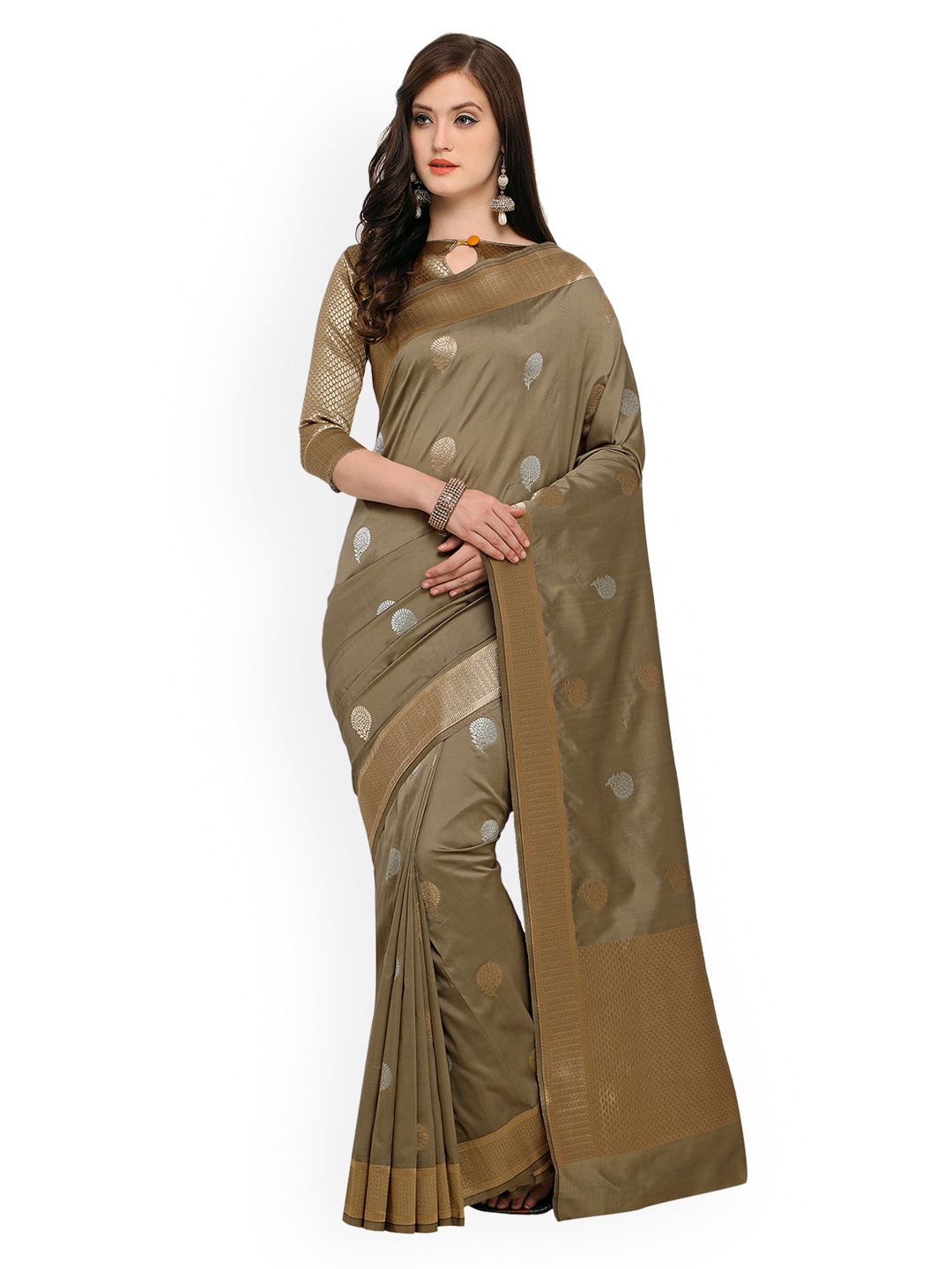 

Shaily Brown Pure Silk Woven Design Banarasi Saree