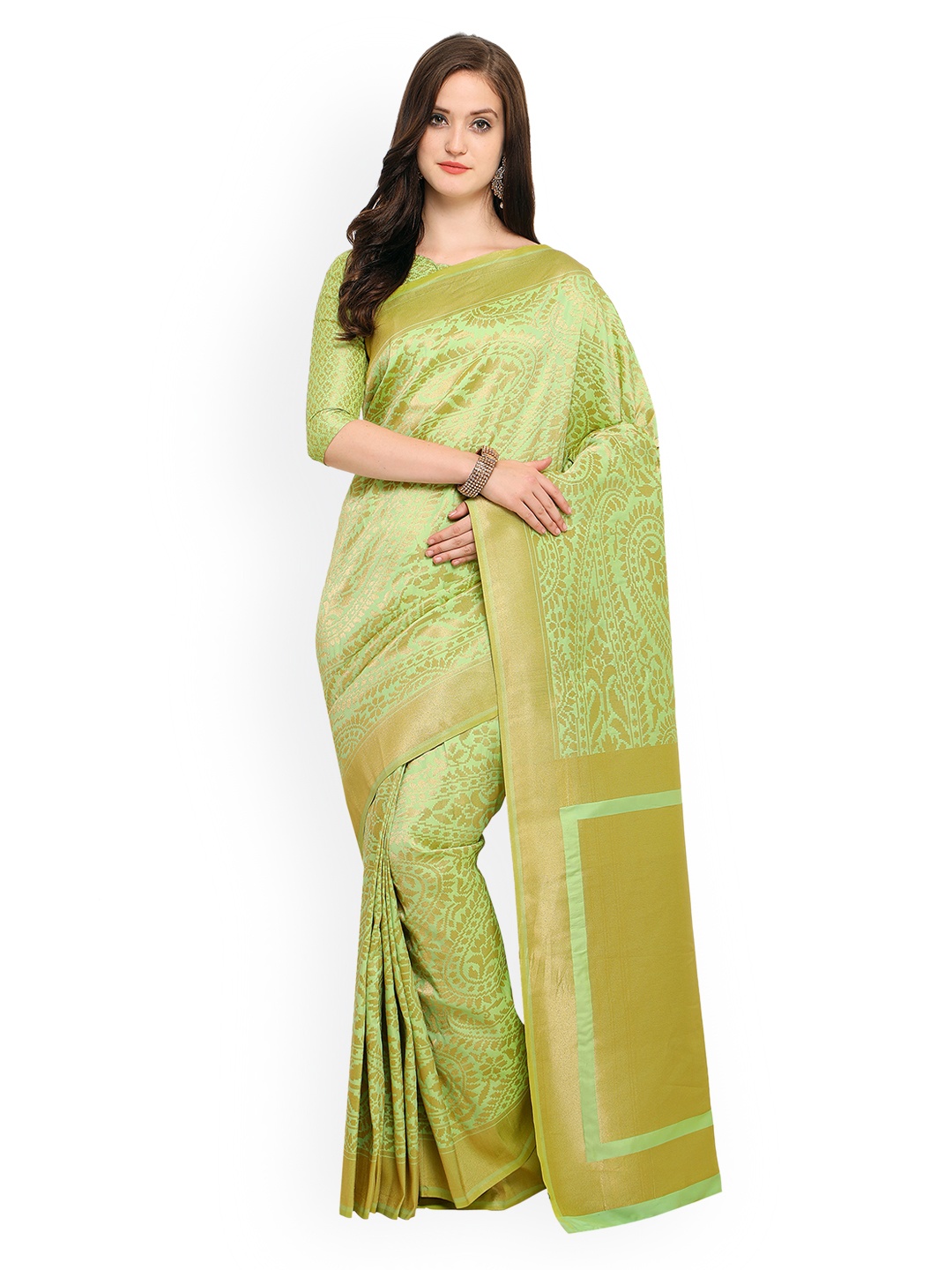 

Shaily Green Pure Silk Woven Design Banarasi Saree