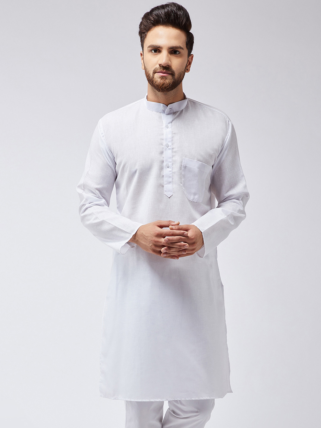 

SOJANYA Men White Solid Straight Kurta