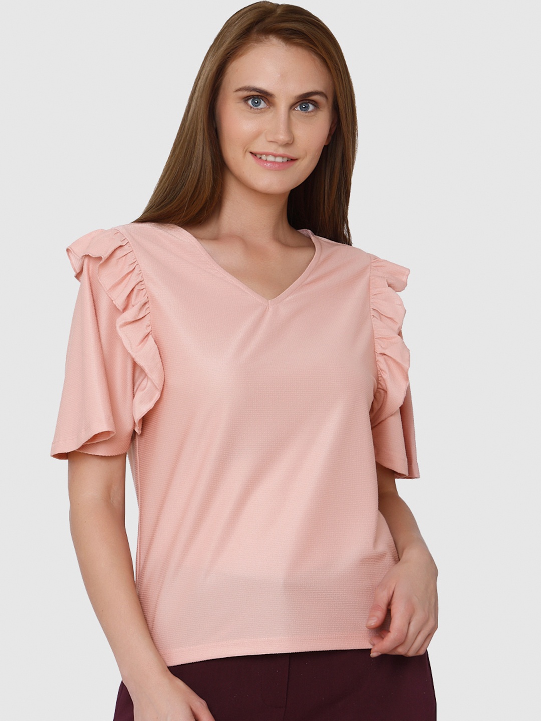 

Vero Moda Women Pink Self Design Top