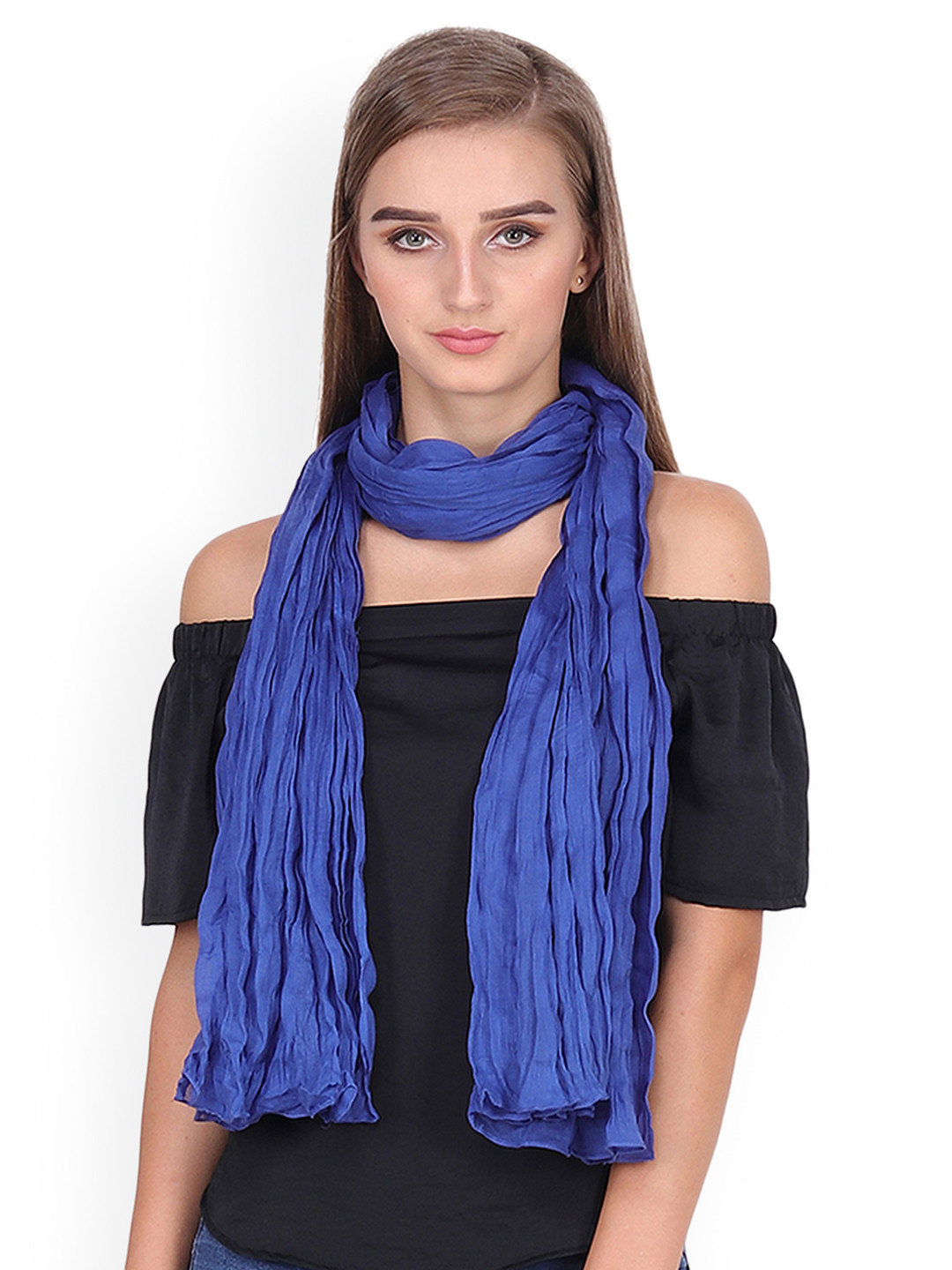 

Anekaant Women Navy Blue Solid Stole