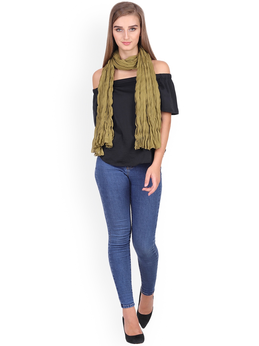 

Anekaant Women Green Solid Stole