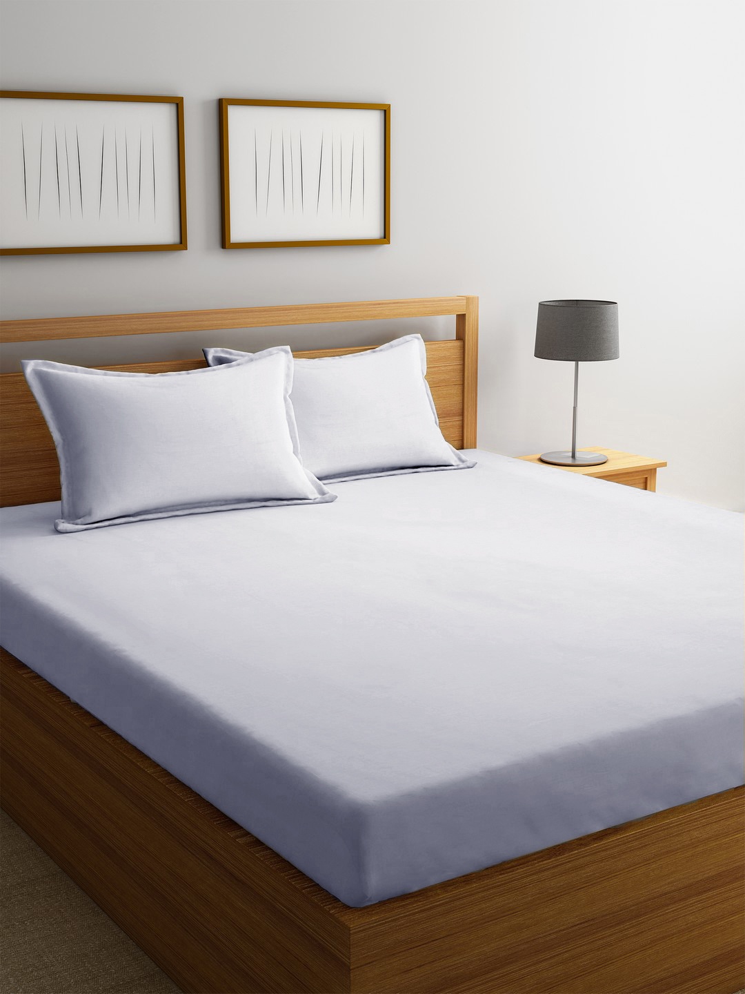 

MARK HOME White Solid Flat 210 TC Cotton 1 Double Bedsheet with 2 Pillow Covers