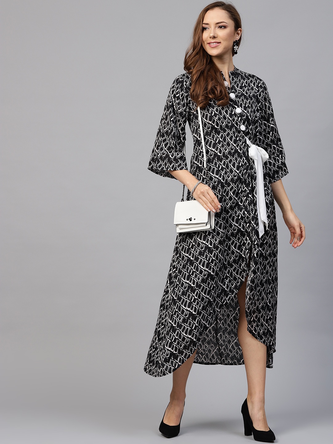 

Shree Women Black & White Printed A-Line Dress