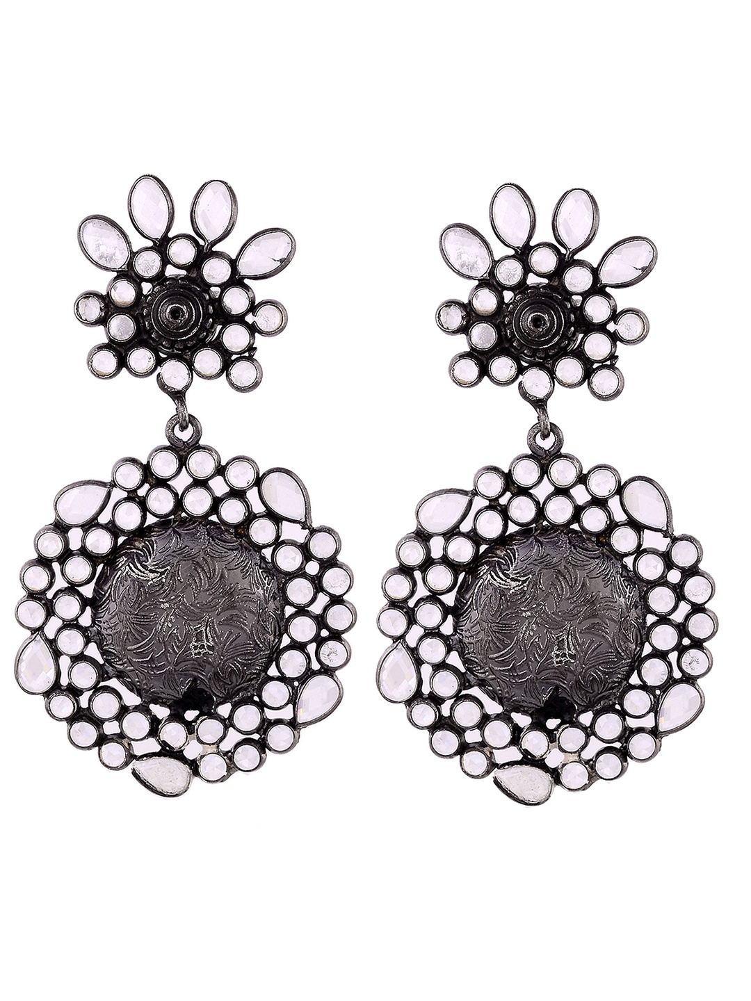 

Silvermerc Designs Black & White Silver-Plated Quirky Drop Earrings