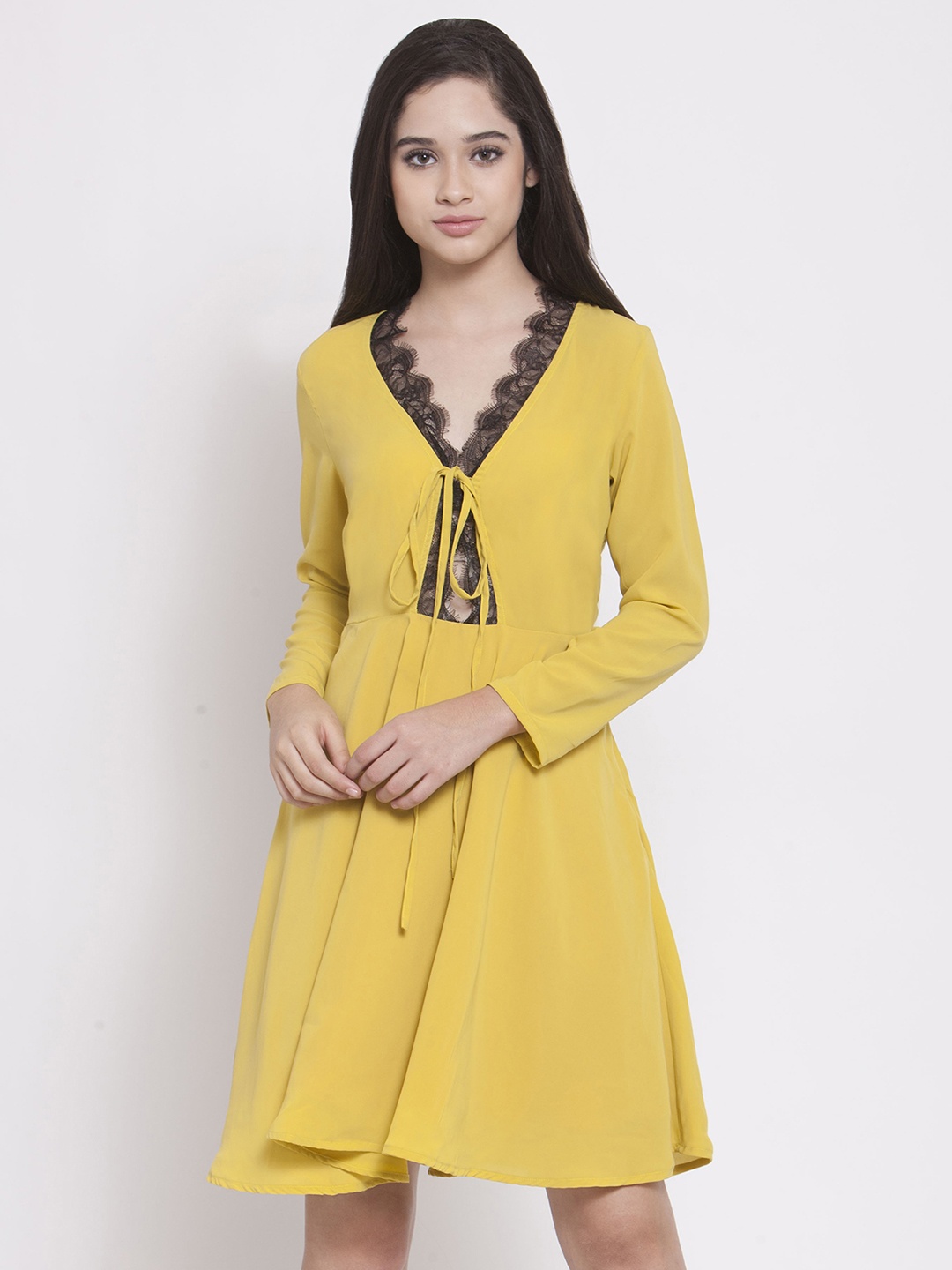 

Martini Women Yellow Solid Fit and Flare Dress