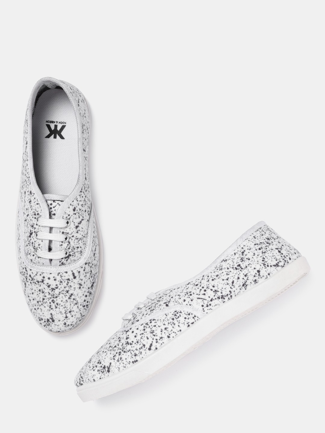 

Kook N Keech Women Off-White & Black Printed Sneakers