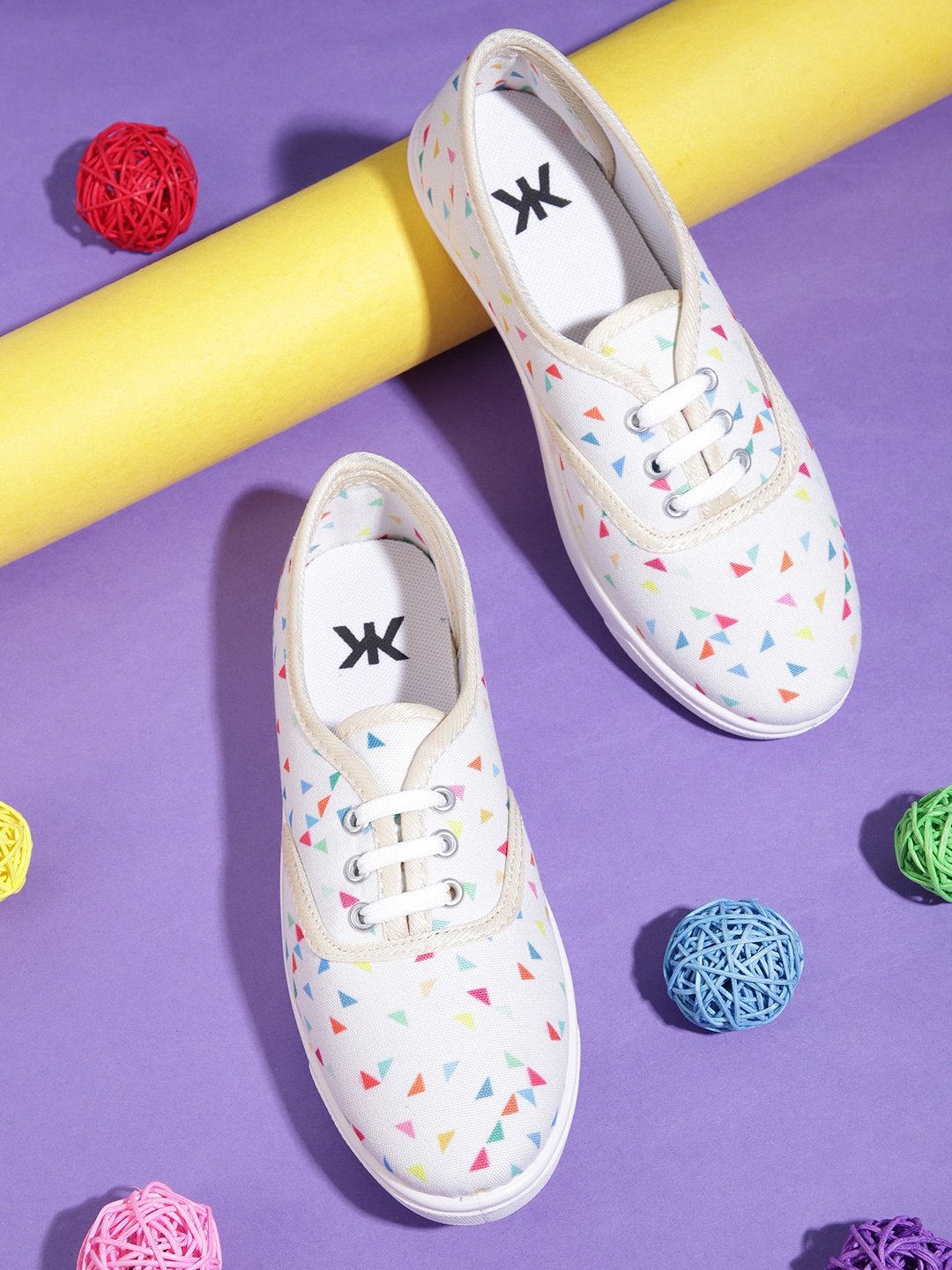 

Kook N Keech Women Off-White Printed Sneakers