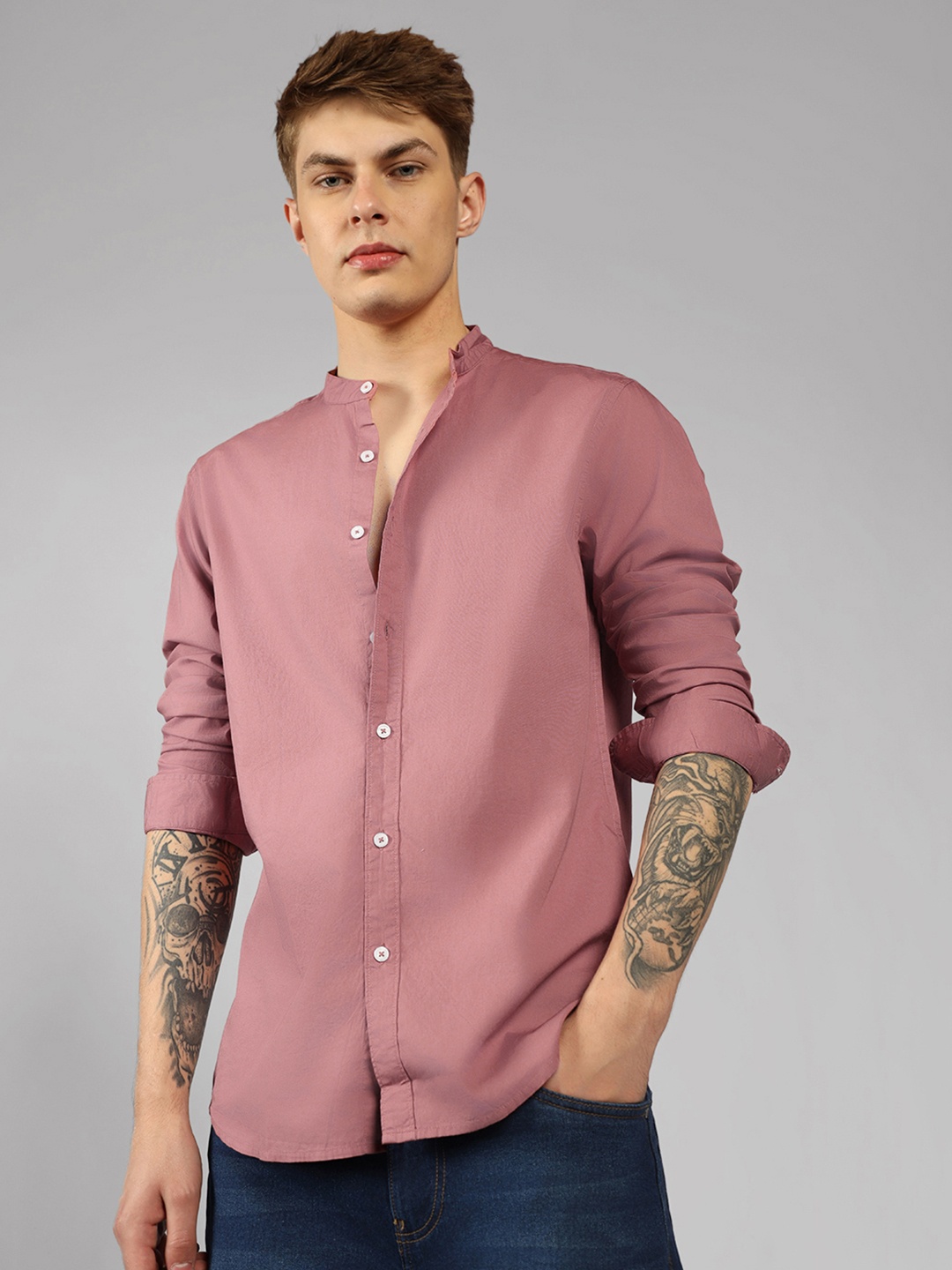 

Dennis Lingo Men Pink Slim Fit Casual Shirt