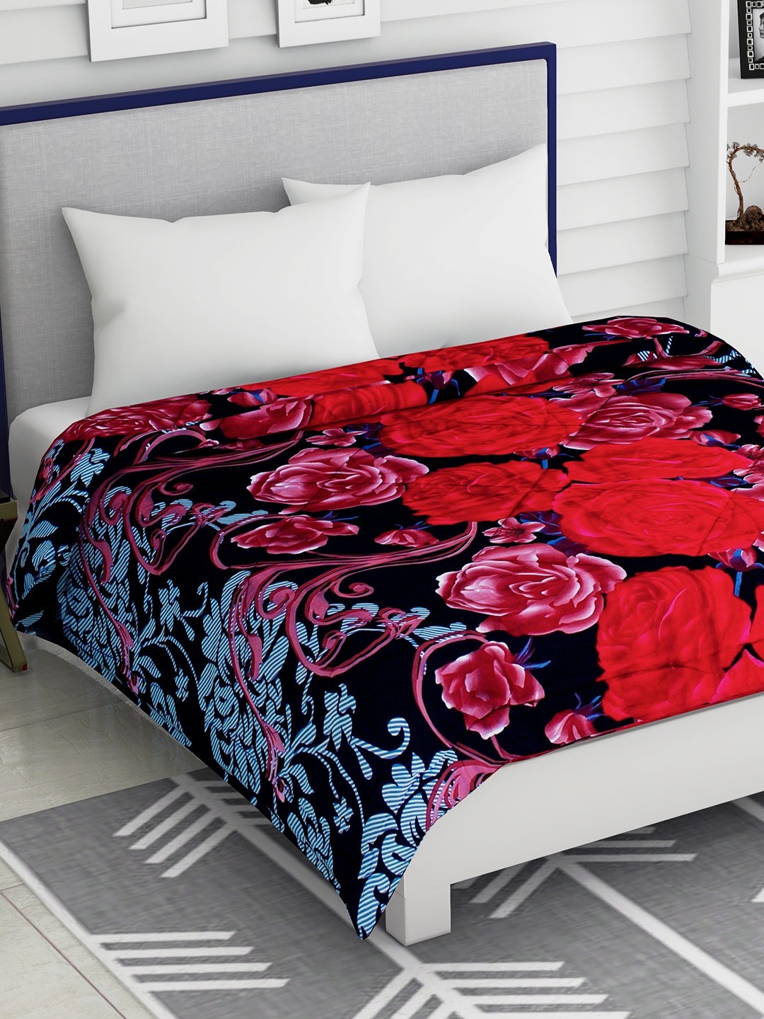 

Story@home Pink & Red Floral Heavy Winter 210 GSM Double Bed Comforter