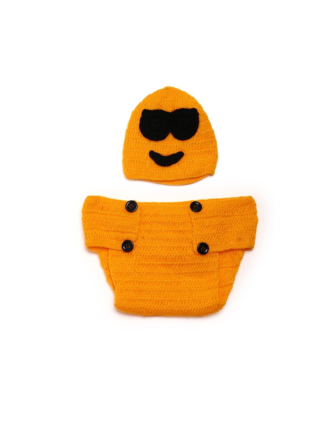

CHUTPUT Unisex Yellow & Black Self Design Beanie
