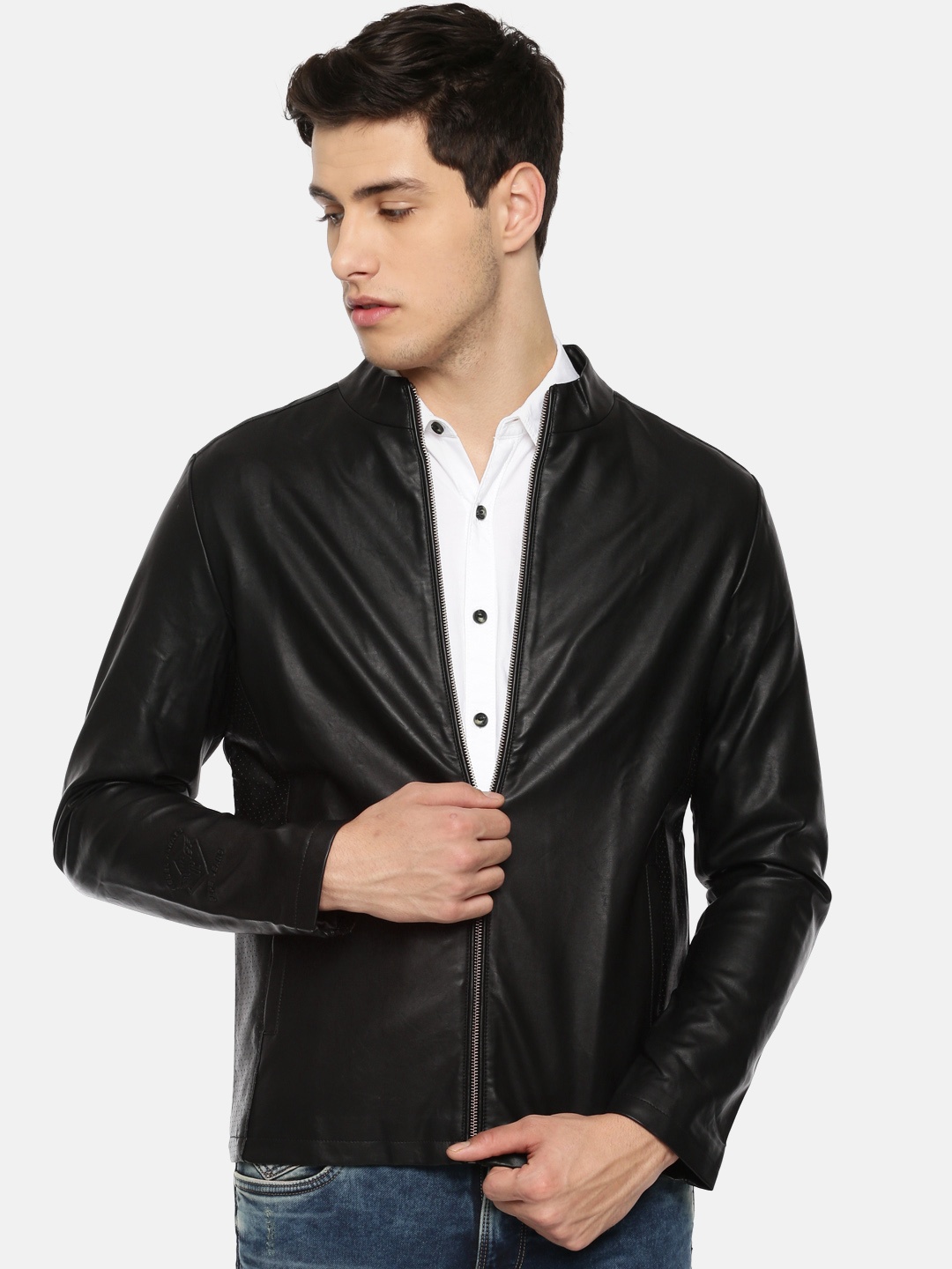 

Pepe Jeans Men Black Solid Biker Jacket