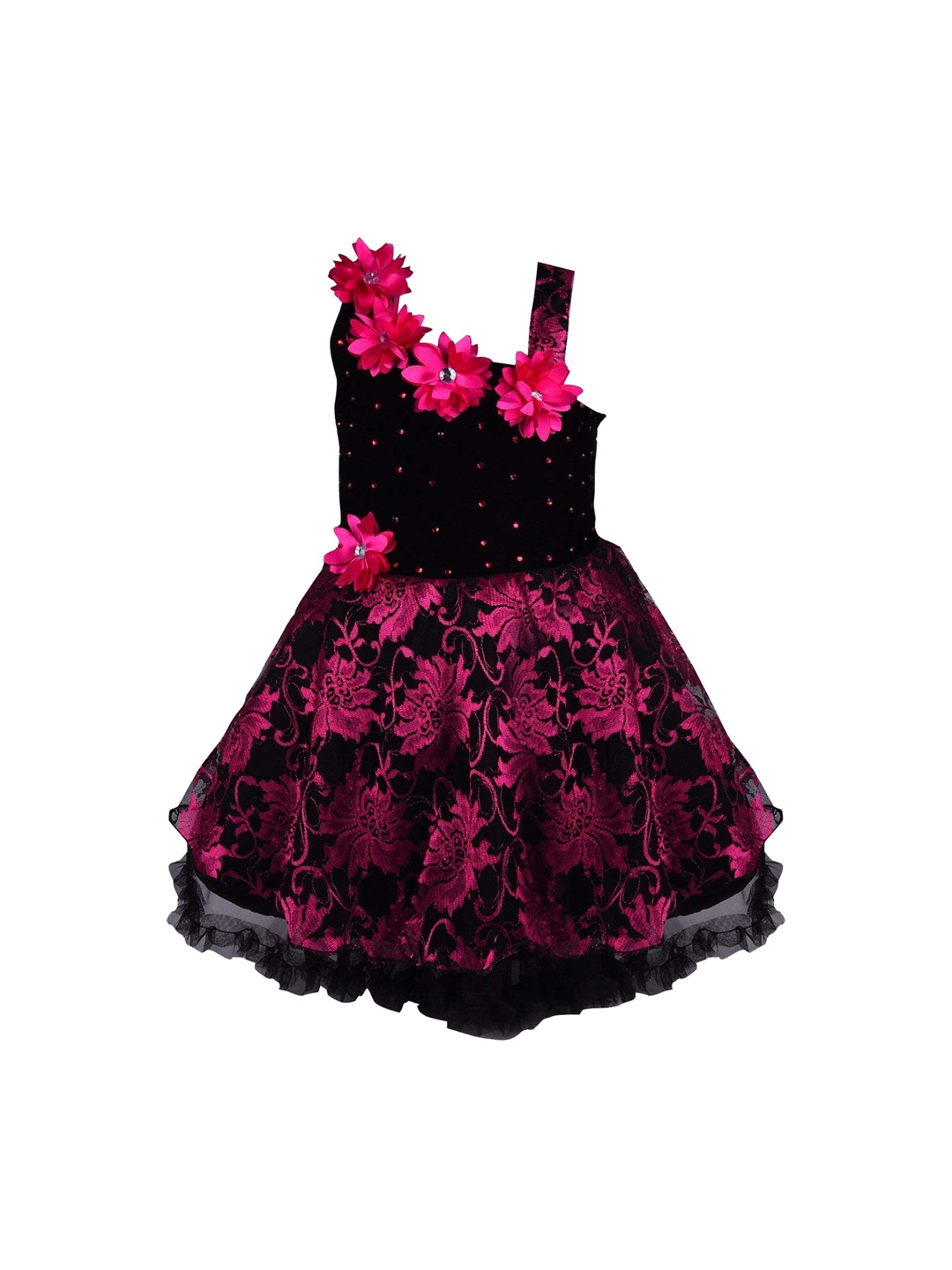 

Wish Karo Girls Pink Embellished Fit and Flare Dress