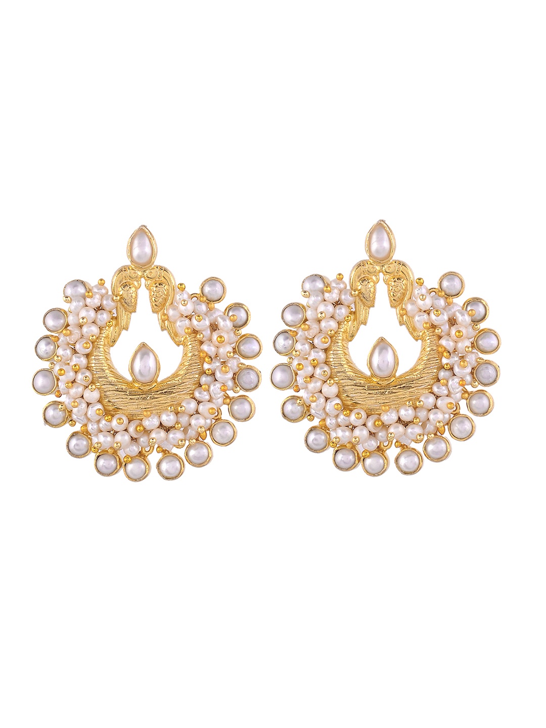 

Silvermerc Designs Silver-Plated & White Handcrafted Circular Drop Earrings, Gold