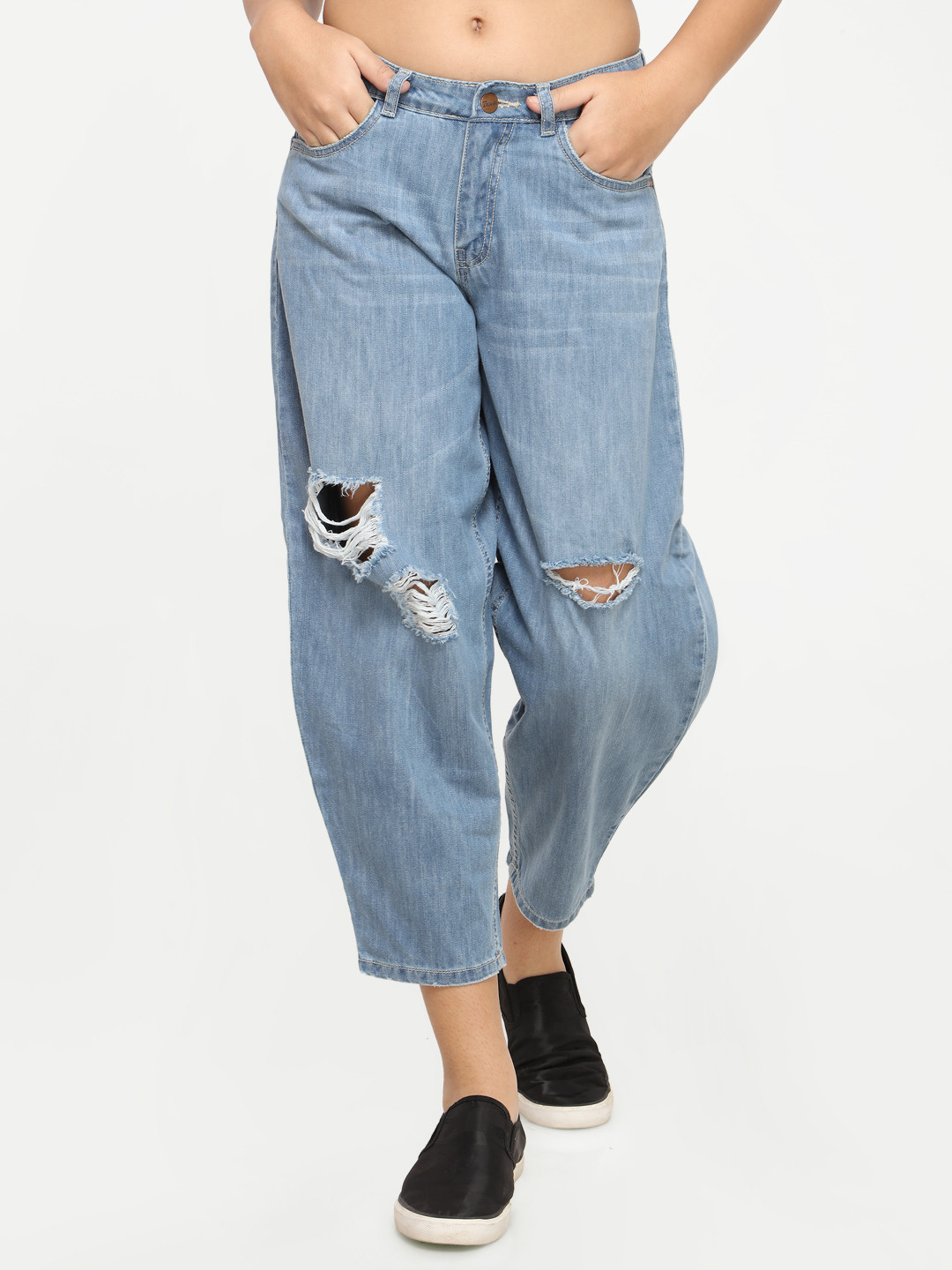 

FREAKINS Women Blue Tapered Fit High-Rise Mildly Distressed Jeans