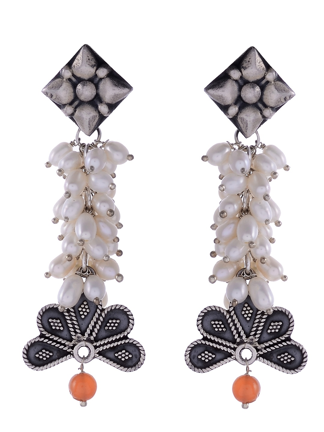 

Silvermerc Designs Silver-Plated & White Classic Drop Earrings