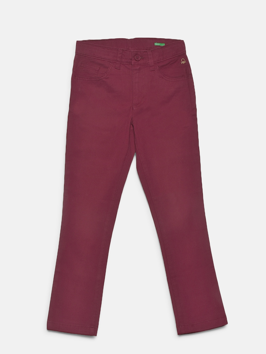 

United Colors of Benetton Boys Maroon Regular Fit Solid Trousers