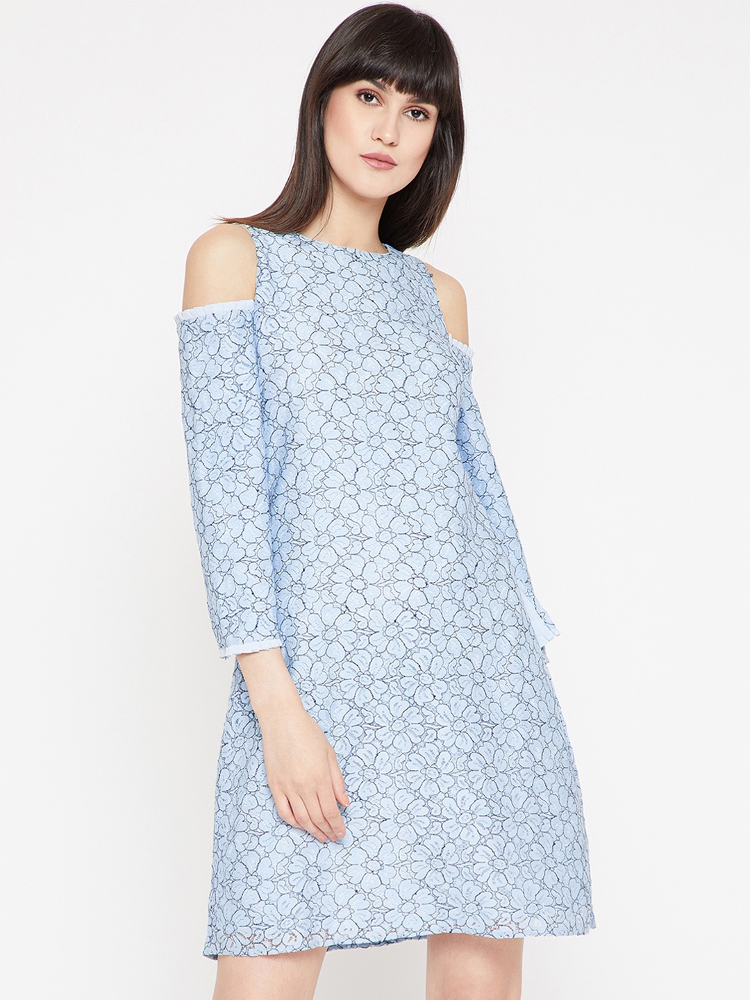 

Marie Claire Women Blue Printed A-Line Dress