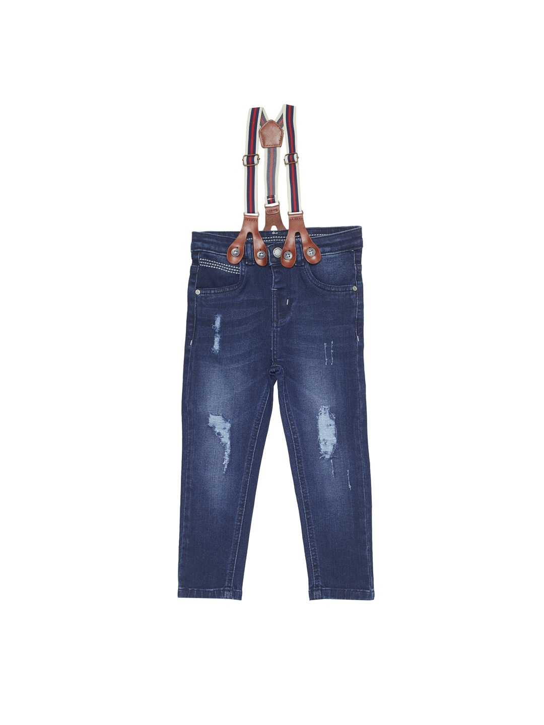 

TALES & STORIES Boys Blue Slim Fit Mid-Rise Mildly Distressed Jeans