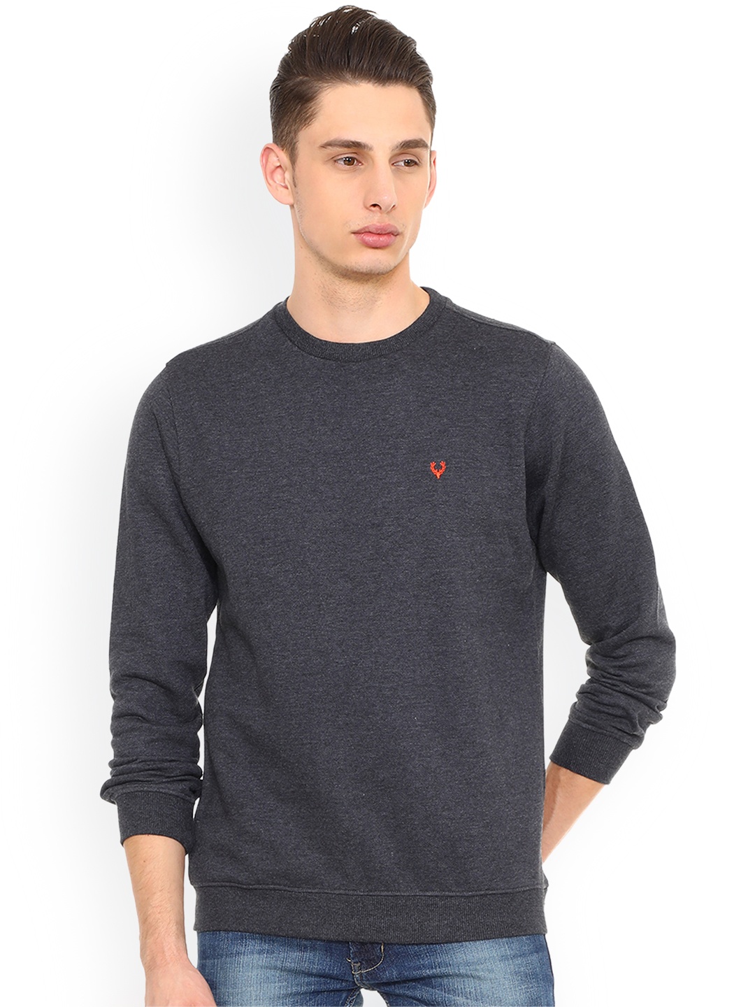 

Allen Solly Men Charcoal & Grey Solid Sweatshirt