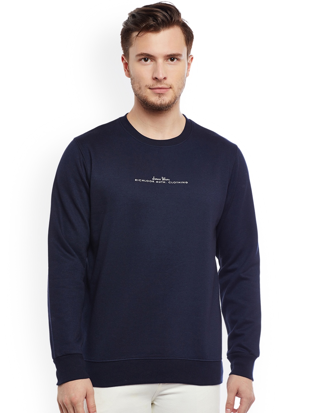 

Richlook Men Navy Blue Solid Sweatshirt