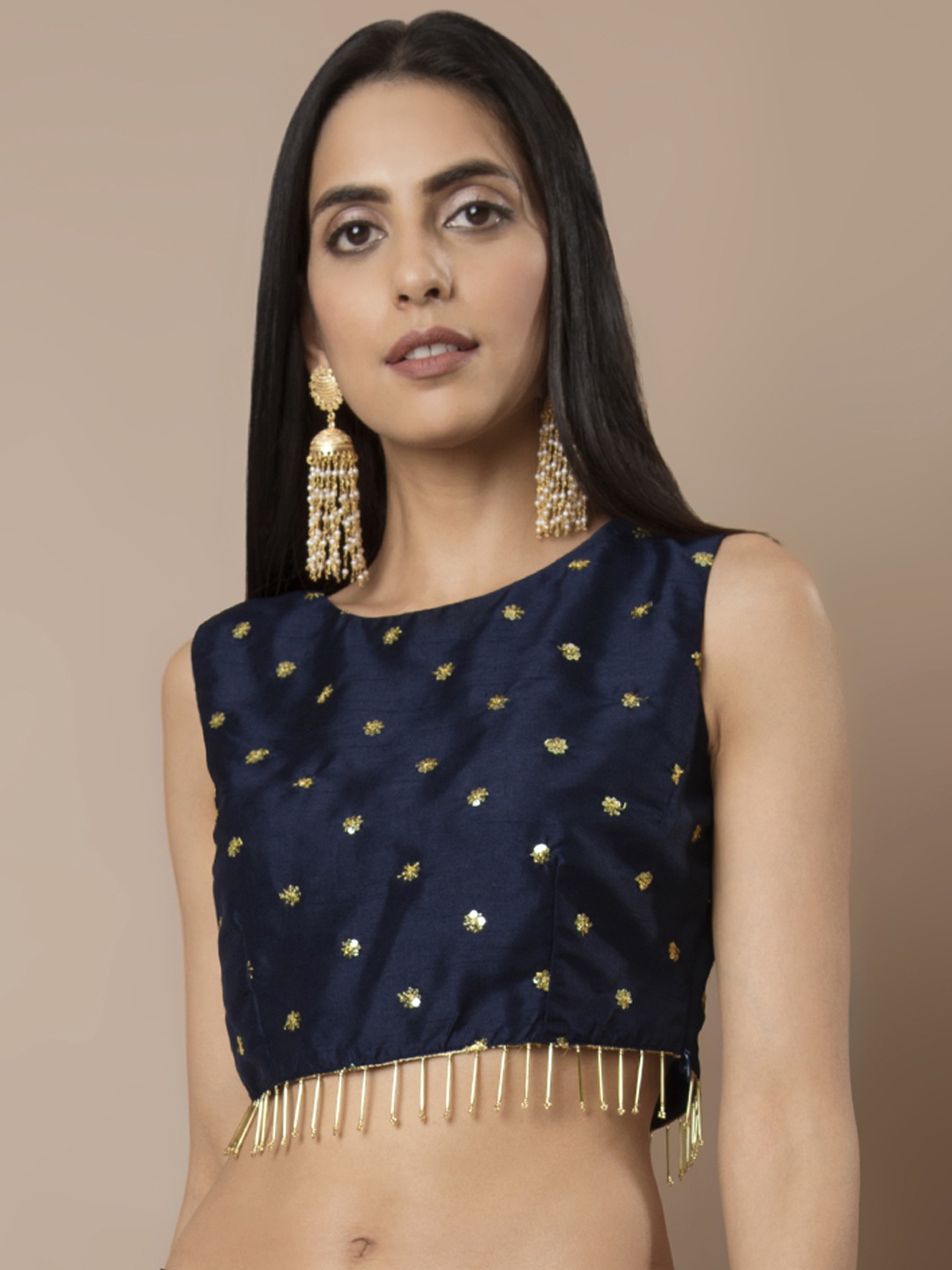 

INDYA Women Blue Embellished Top