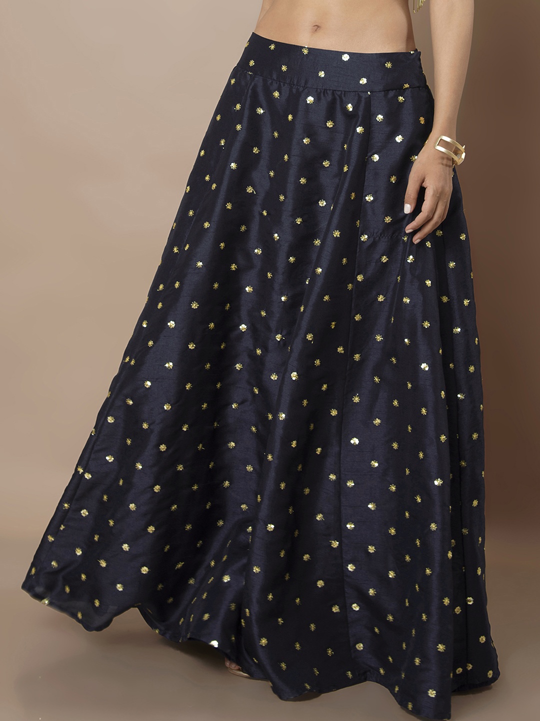 

INDYA Women Blue Sequinned Flared Skirt