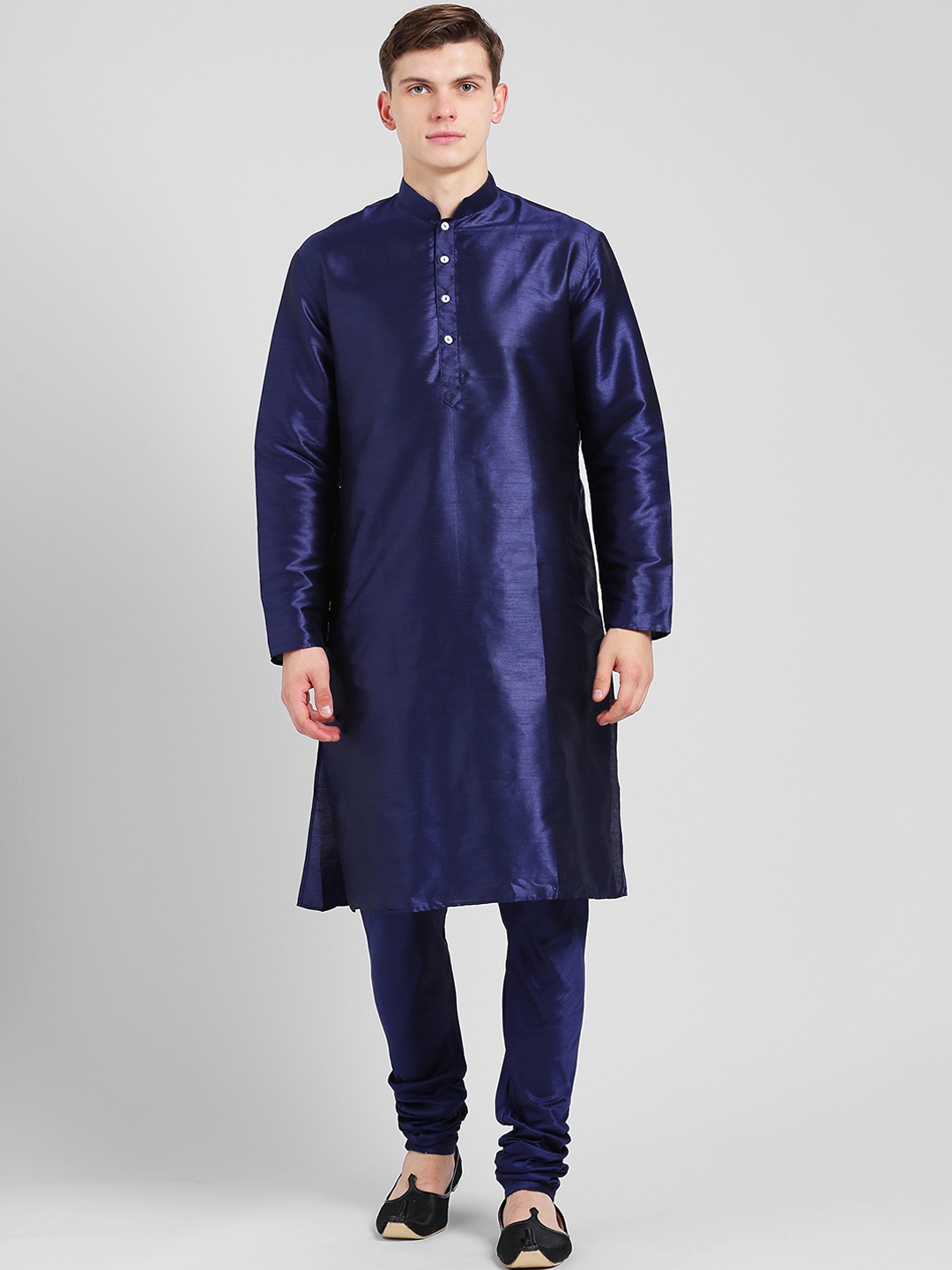 

KISAH Men Navy Blue Solid Straight Kurta