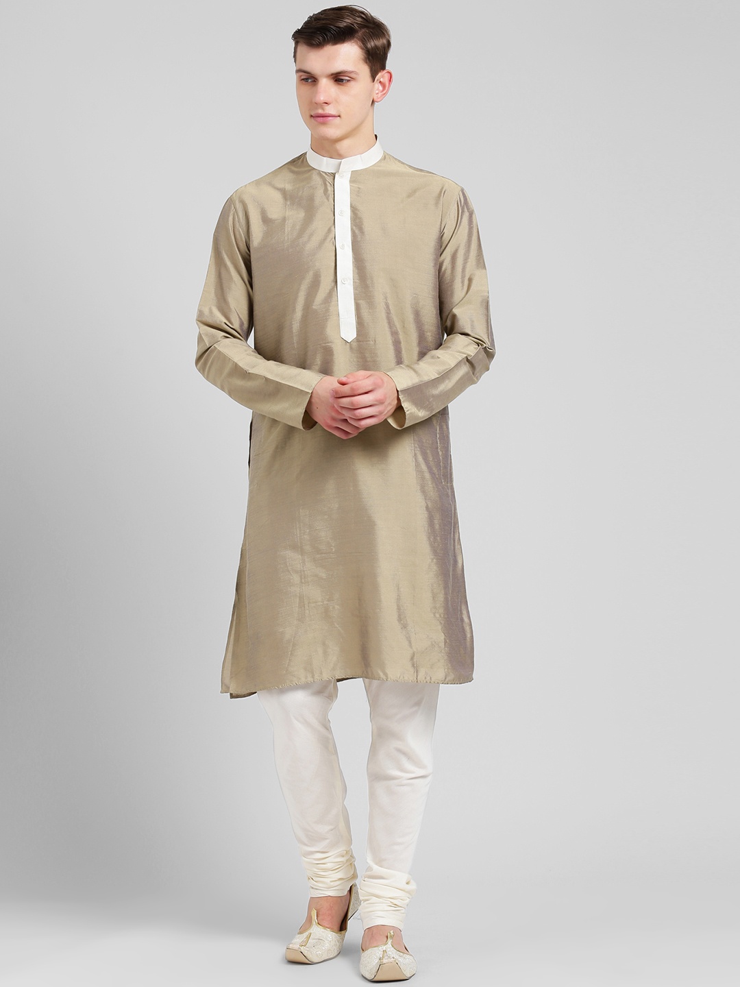 

KISAH Men Grey Solid A-Line Kurta