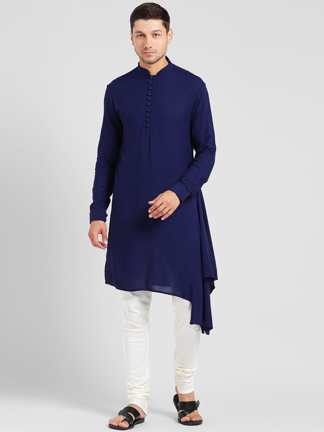 

KISAH Men Navy Blue Solid A-Line Kurta