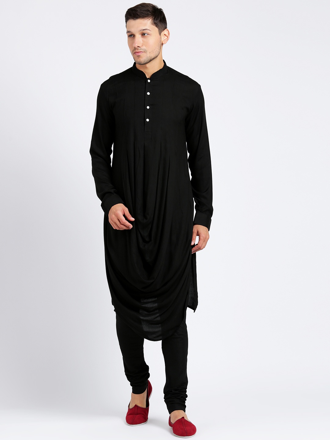 

KISAH Men Black Solid A-Line Kurta