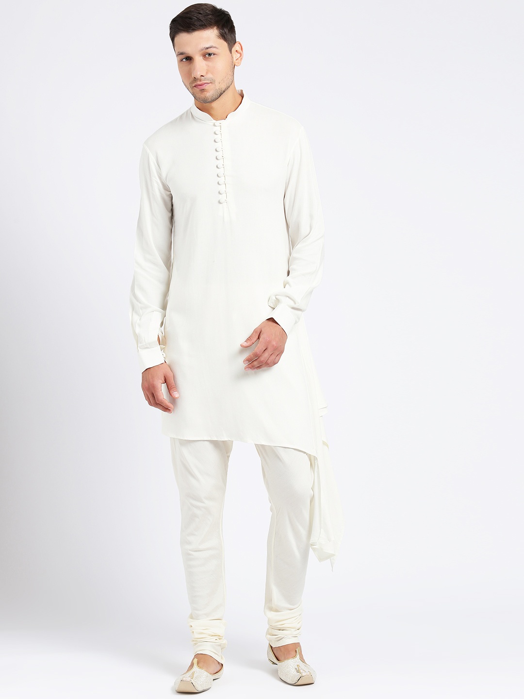 

KISAH Men White Solid A-Line Kurta