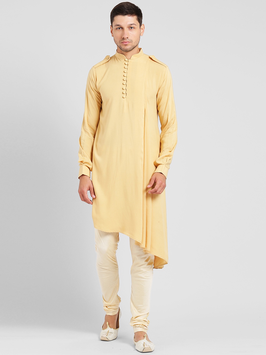 

KISAH Men Beige Solid A-Line Kurta