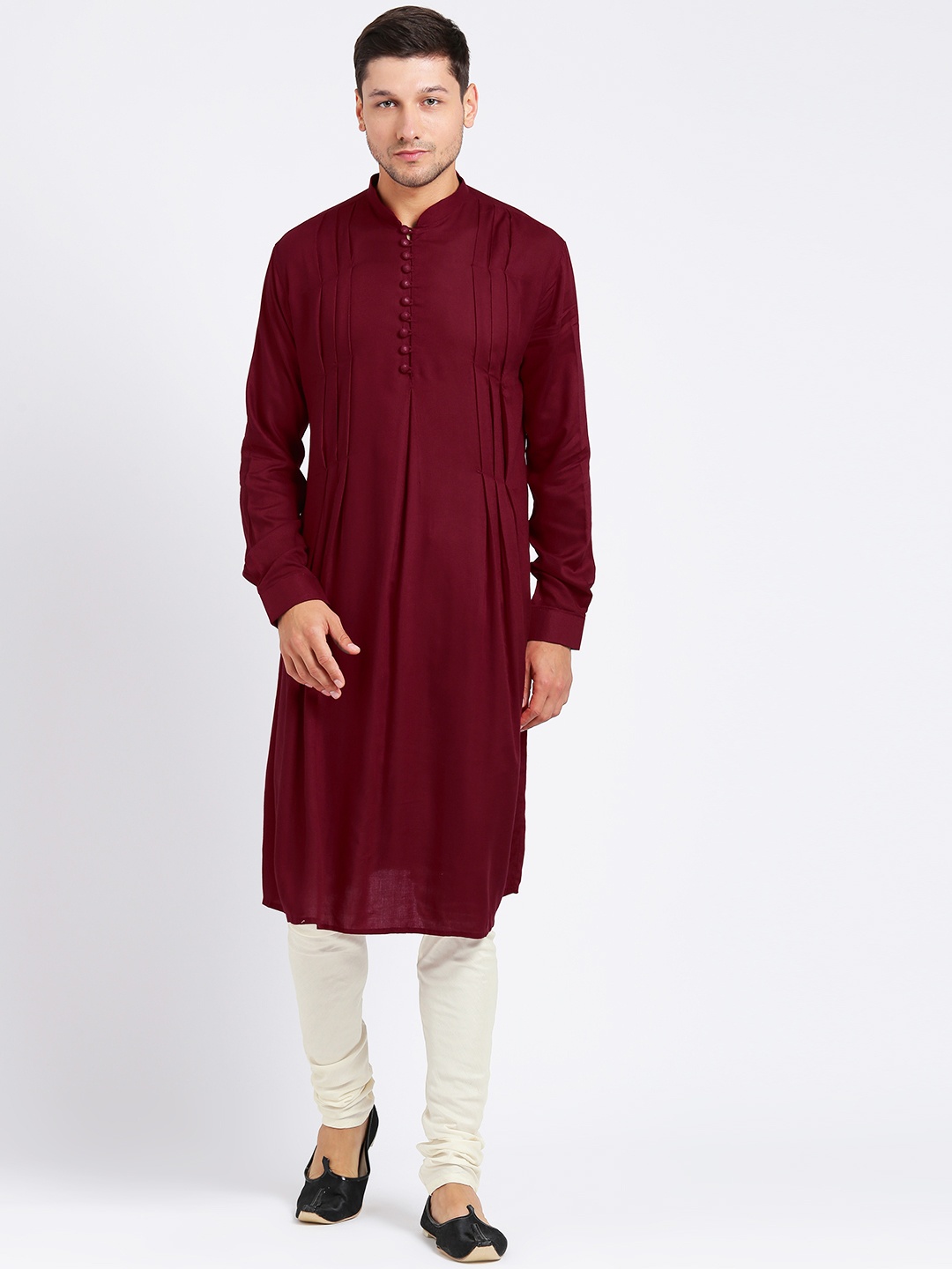 

KISAH Men Maroon Solid Straight Kurta