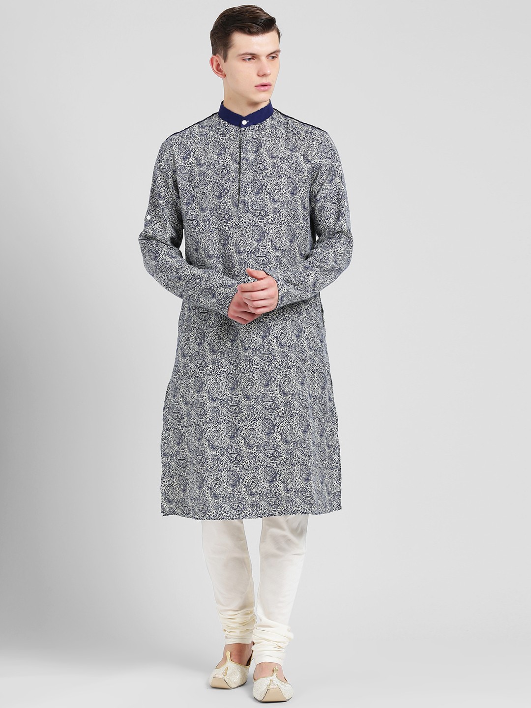 

KISAH Men Blue Printed A-Line Kurta