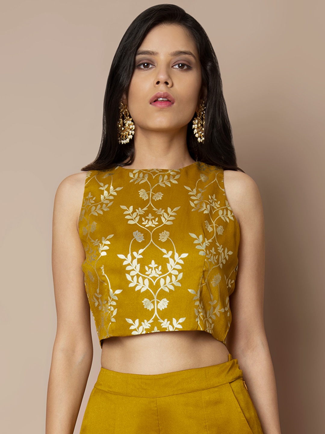 

INDYA Women Yellow Printed Top