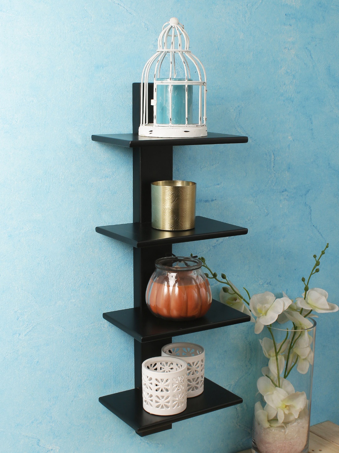 

Home Sparkle Black MDF Basic Wall Shelf