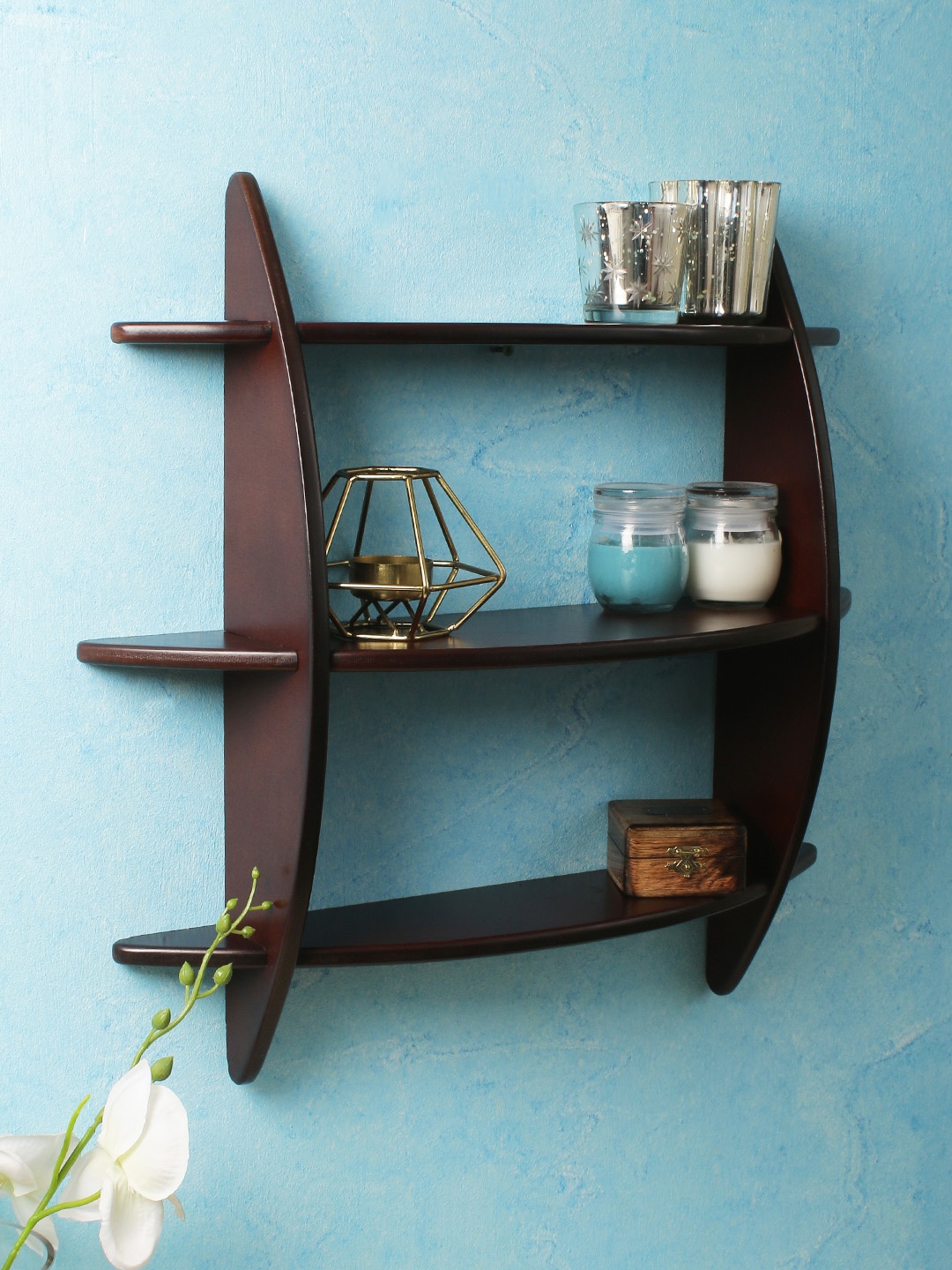 

Home Sparkle Brown MDF Basic Wall Shelf