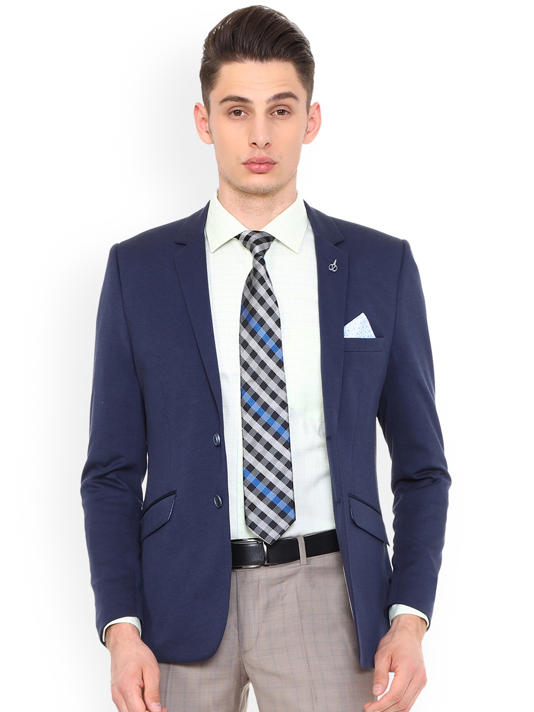 

Van Heusen Men's Navy Blue Single-Breasted Slim Fit Blazer