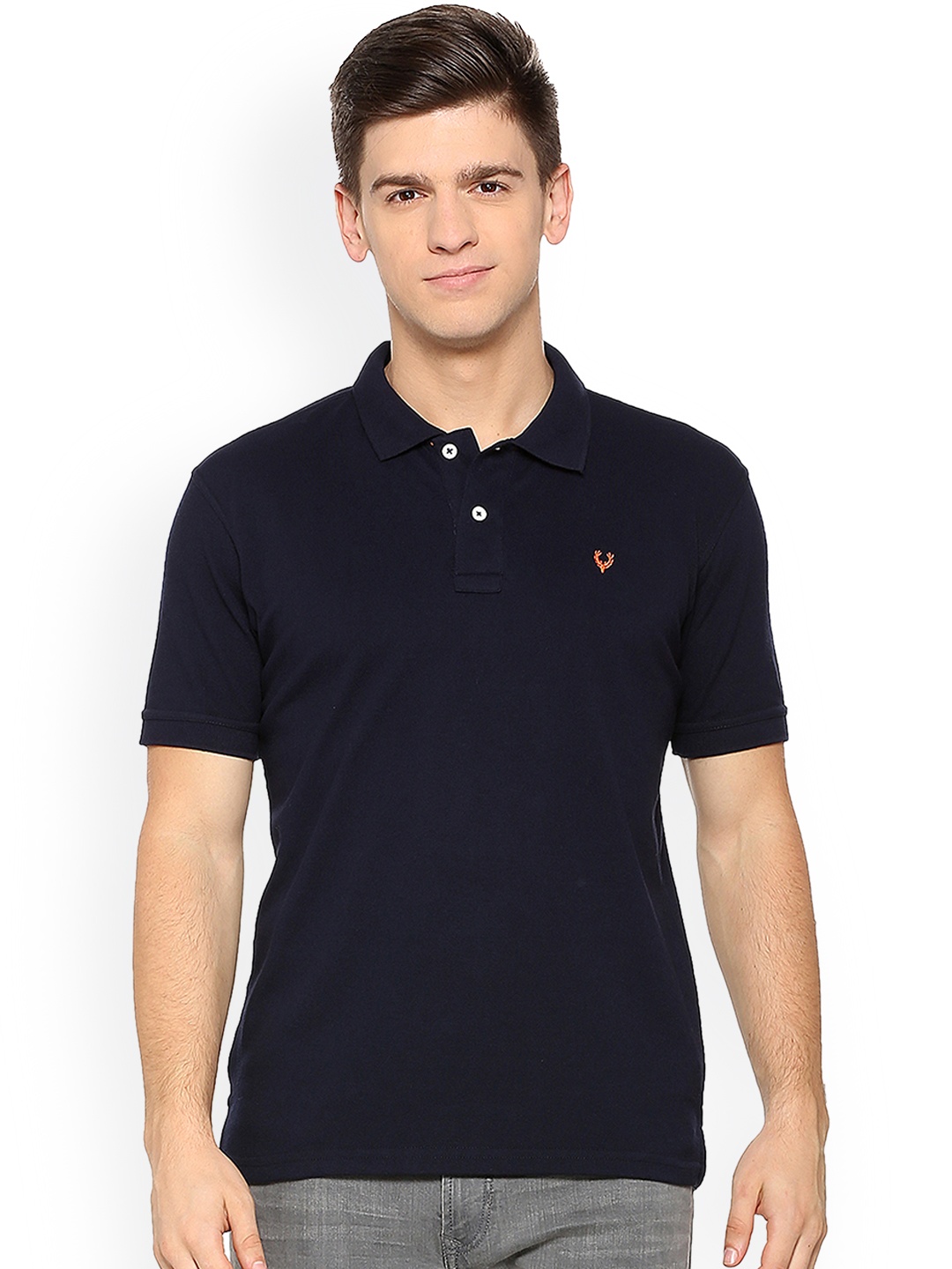 

Allen Solly Men Navy Blue Solid Polo Collar T-shirt