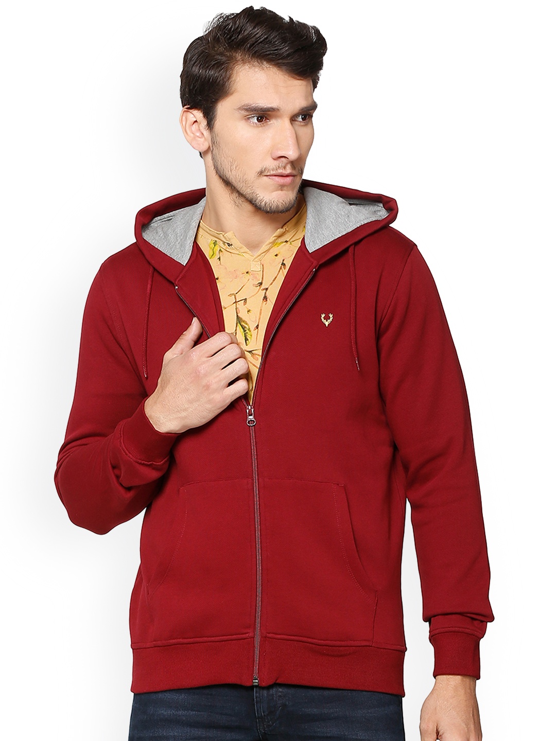 

Allen Solly Men Maroon Solid Hooded Sweatshirt