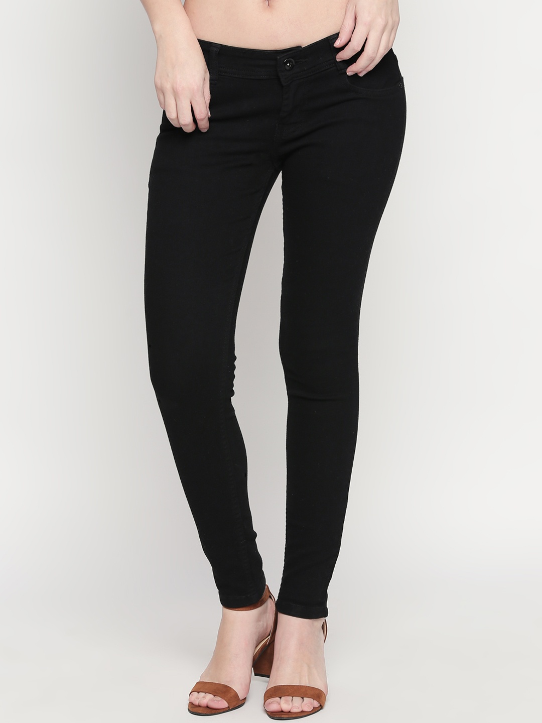 

High Star Women Black Slim Fit High-Rise Clean Look Stretchable Jeans