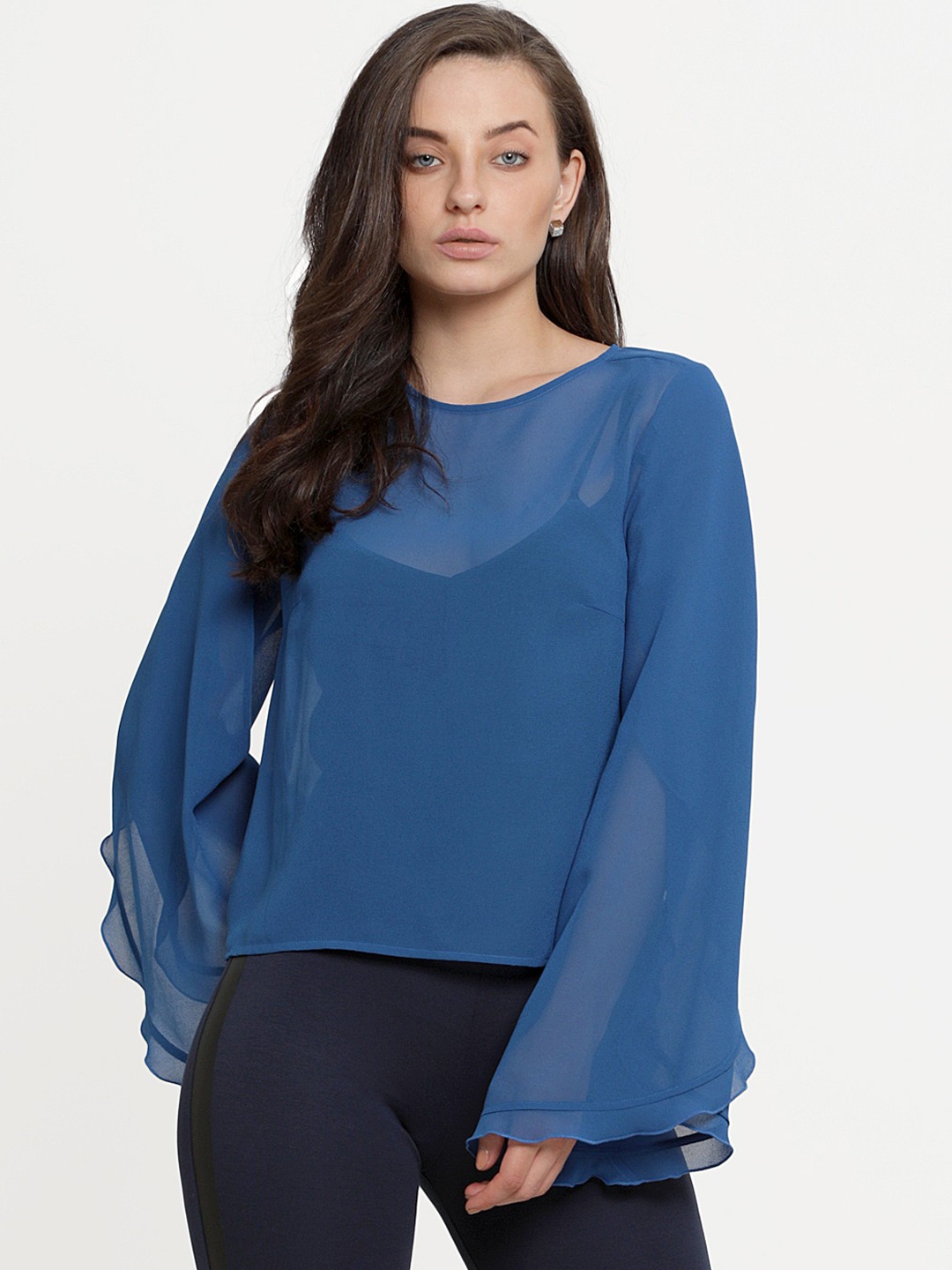 

Kazo Women Blue Solid A-Line Top
