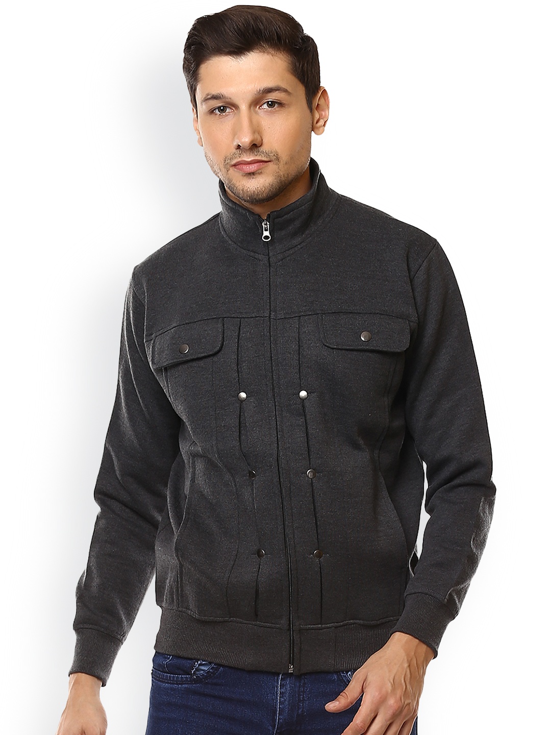 

Cayman Men Grey Solid Sweatshirt