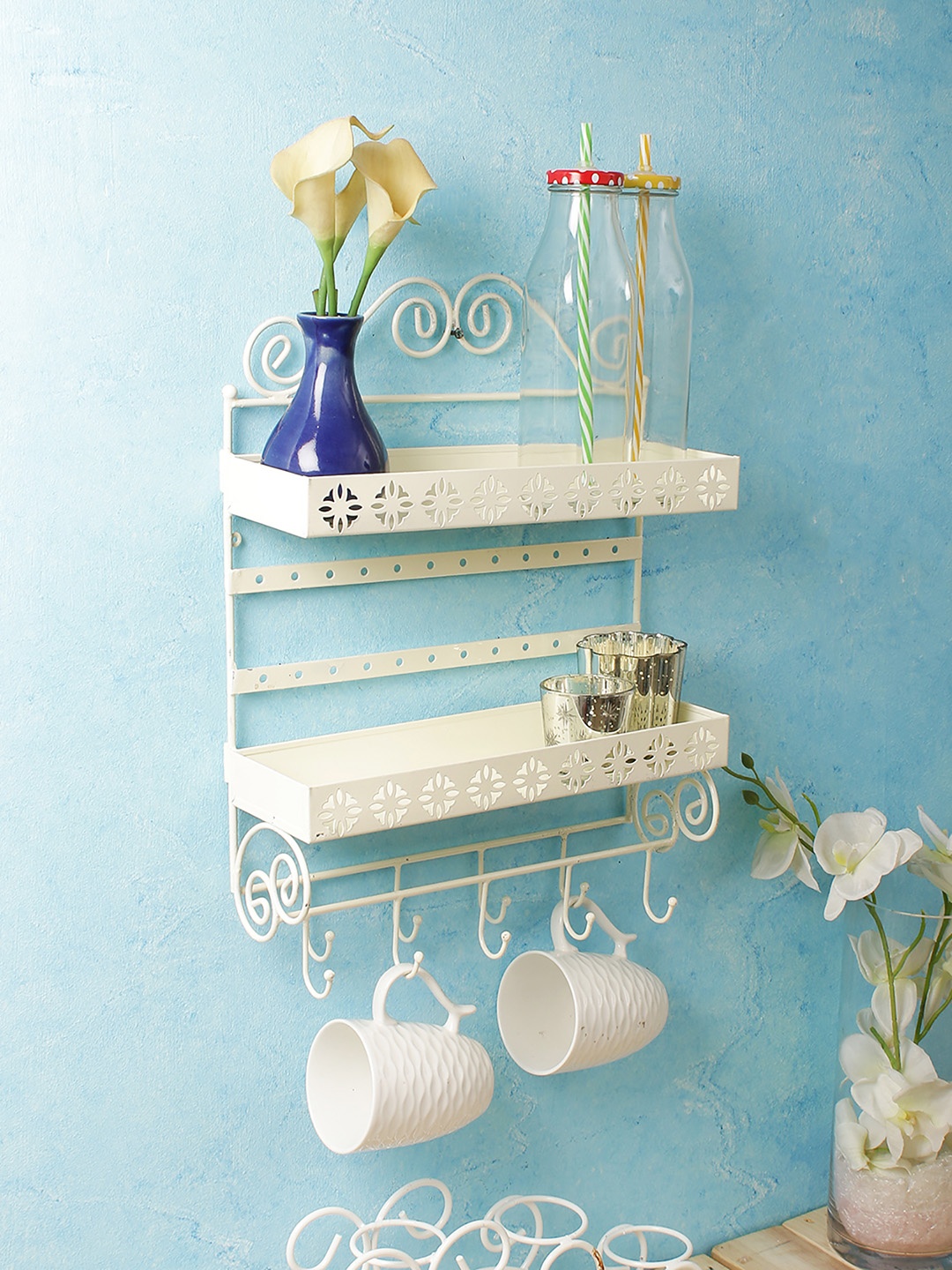 

Home Sparkle White Metal Wall Shelf