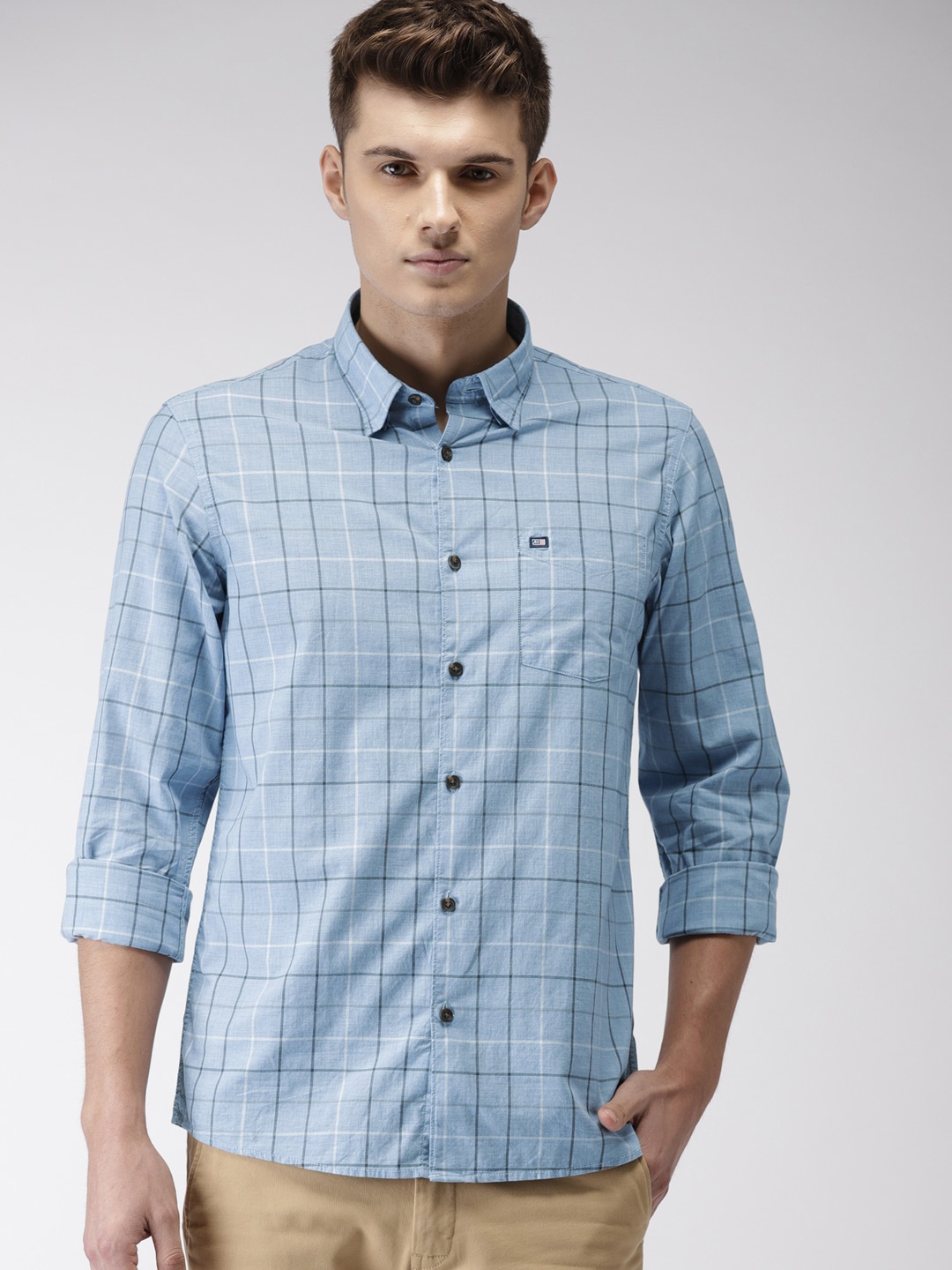 

Arrow Sport Men Blue & White Urban Slim Fit Checked Casual Shirt