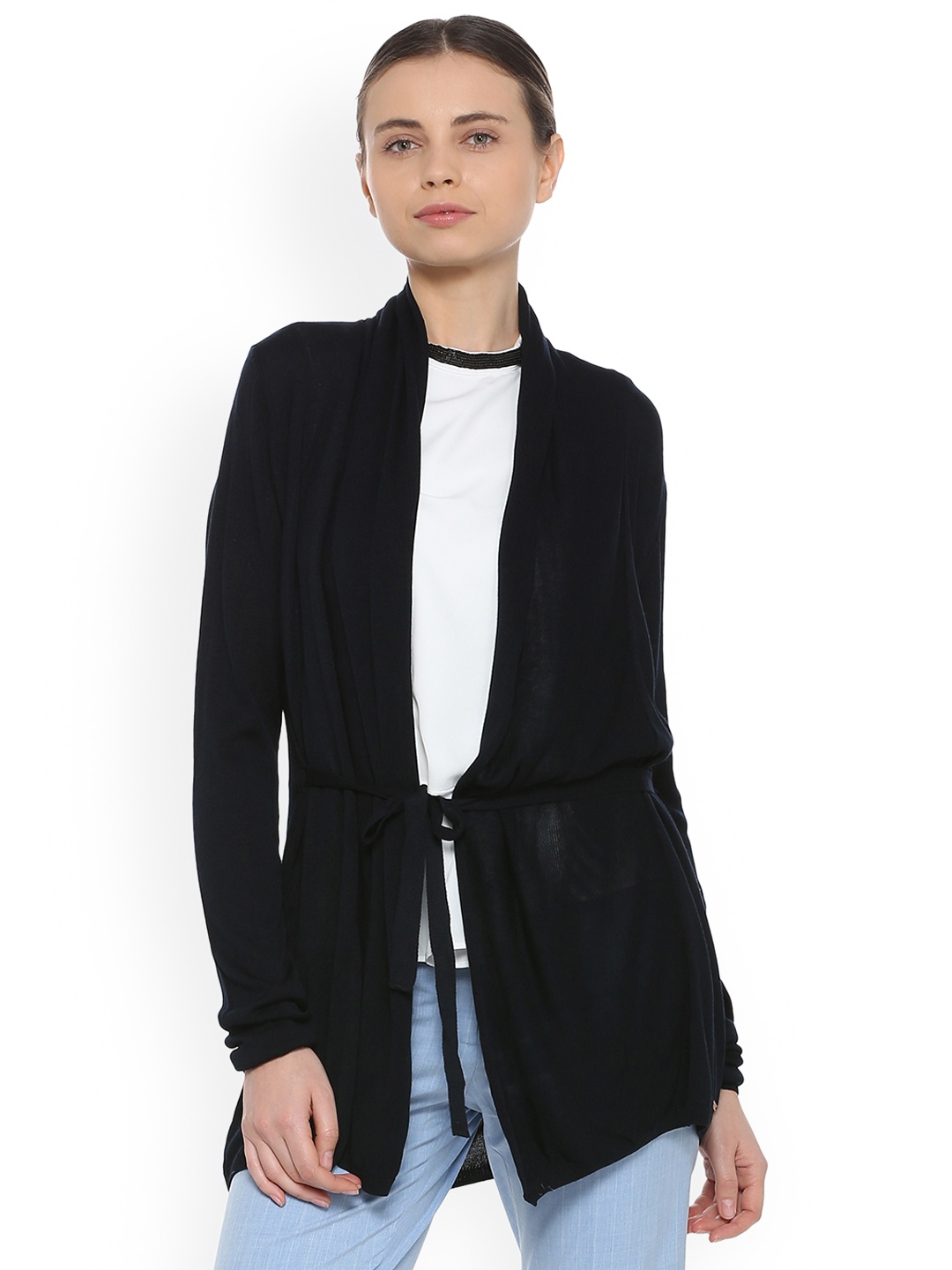 

Van Heusen Woman Black Solid Tie-Up Shrug